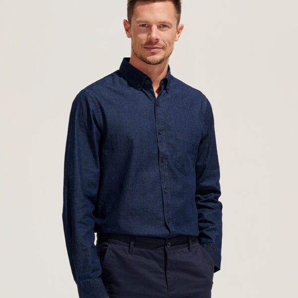 SOL'S Barry Long Sleeve Denim Shirt Thumbnail